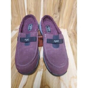 Ryka Nitracel Slip On Mule Burgundy Wine Faux Shearling & Suede